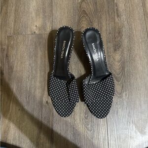 Ramon Tenza Black and White Polka Dot Mules